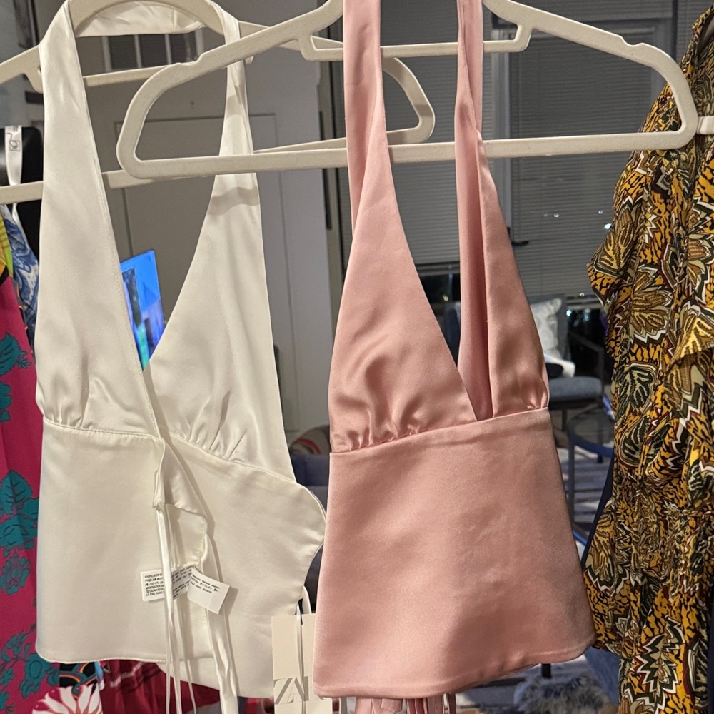 Zara Pink and White Camisoles